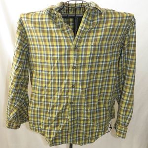 Vintage Mens J Crew Plaid Yellow Flannel Shirt